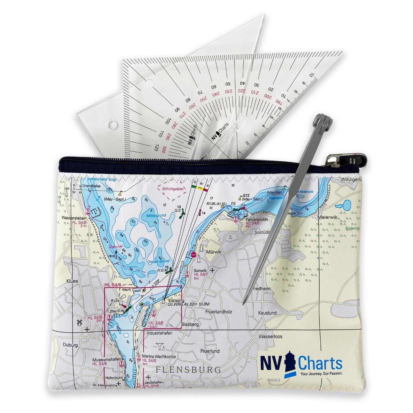 NV Charts Navigationstasche mit Dreiecken und Zirkel