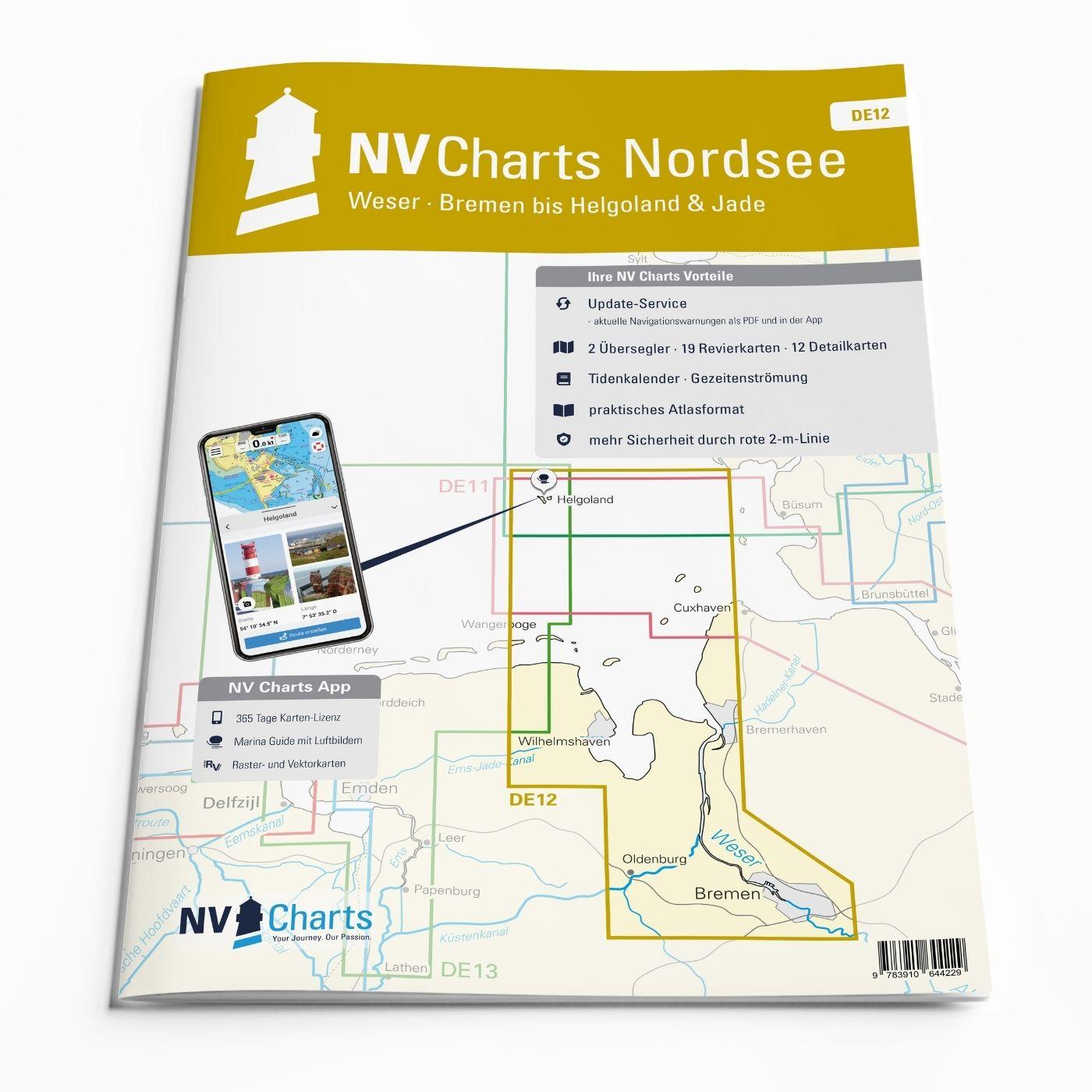 NV Charts Nordsee DE12 - Weser, Bremen bis Helgoland & Jade