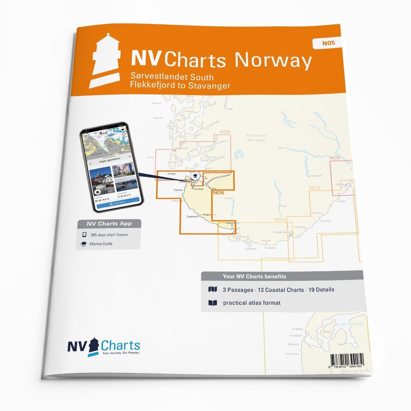 NV Charts Norway NO5 - Sørvestlandet South - Flekkefjord to Stavanger