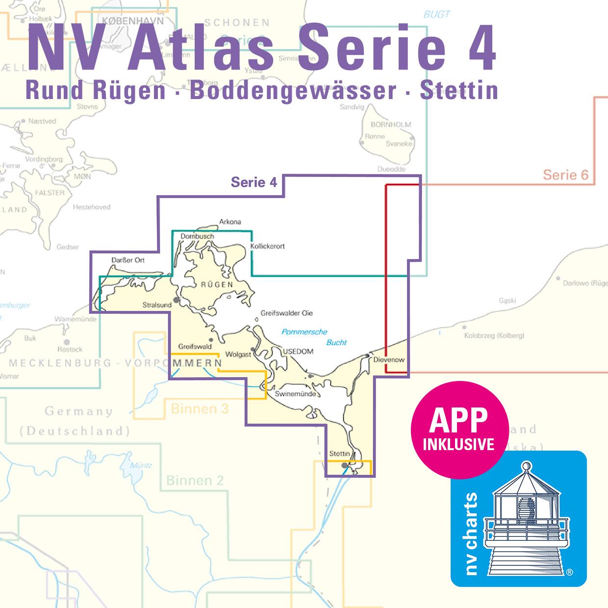 NV Charts Baltic Serie 4 Plano - Rund Rügen - Boddengewässer - Stettin