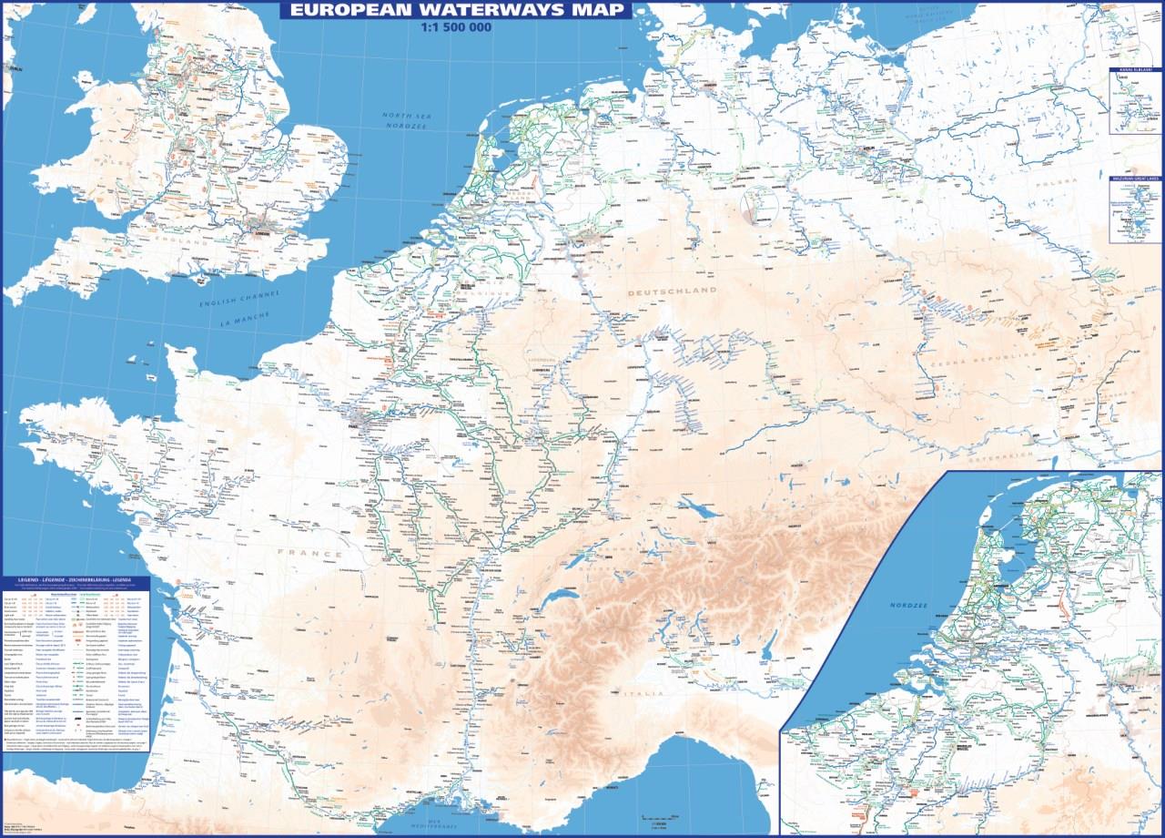 Europa Karte der Wasserstraßen