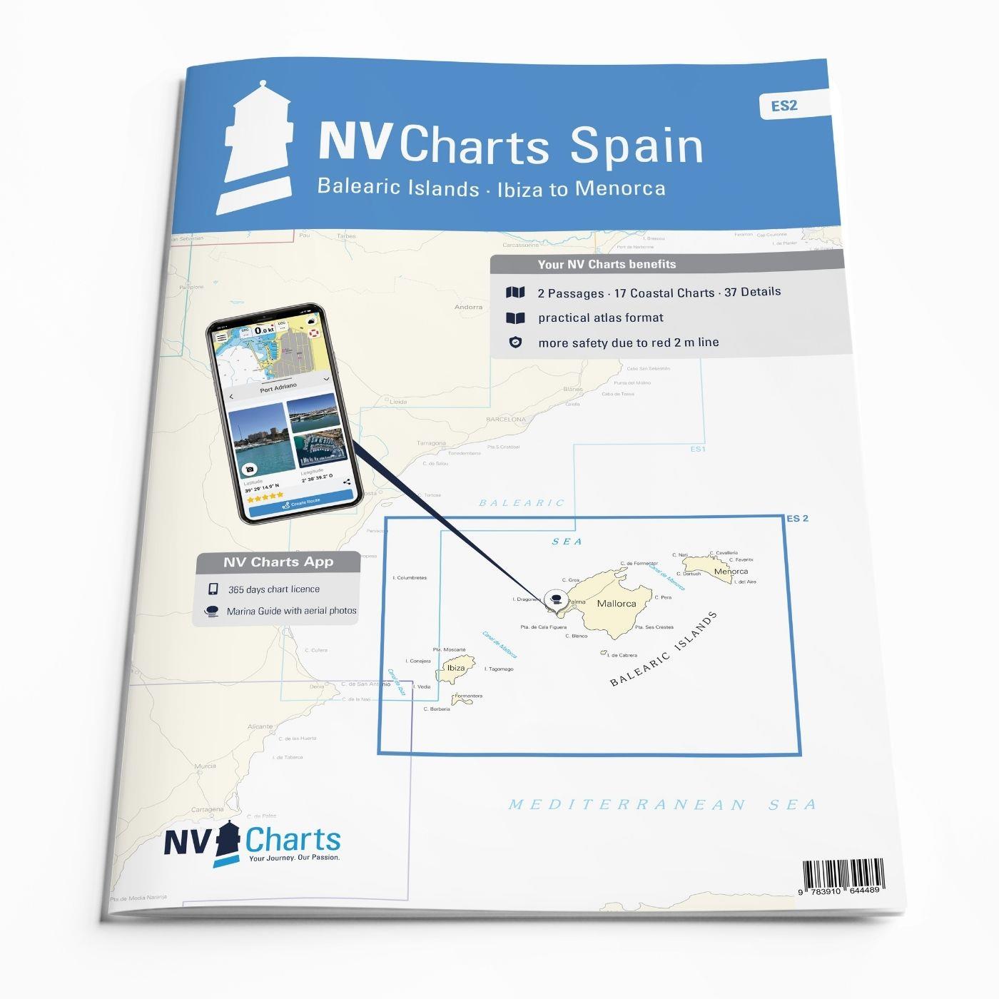 NV Charts Spain ES2 - Balearic Islands, Ibiza to Menorca