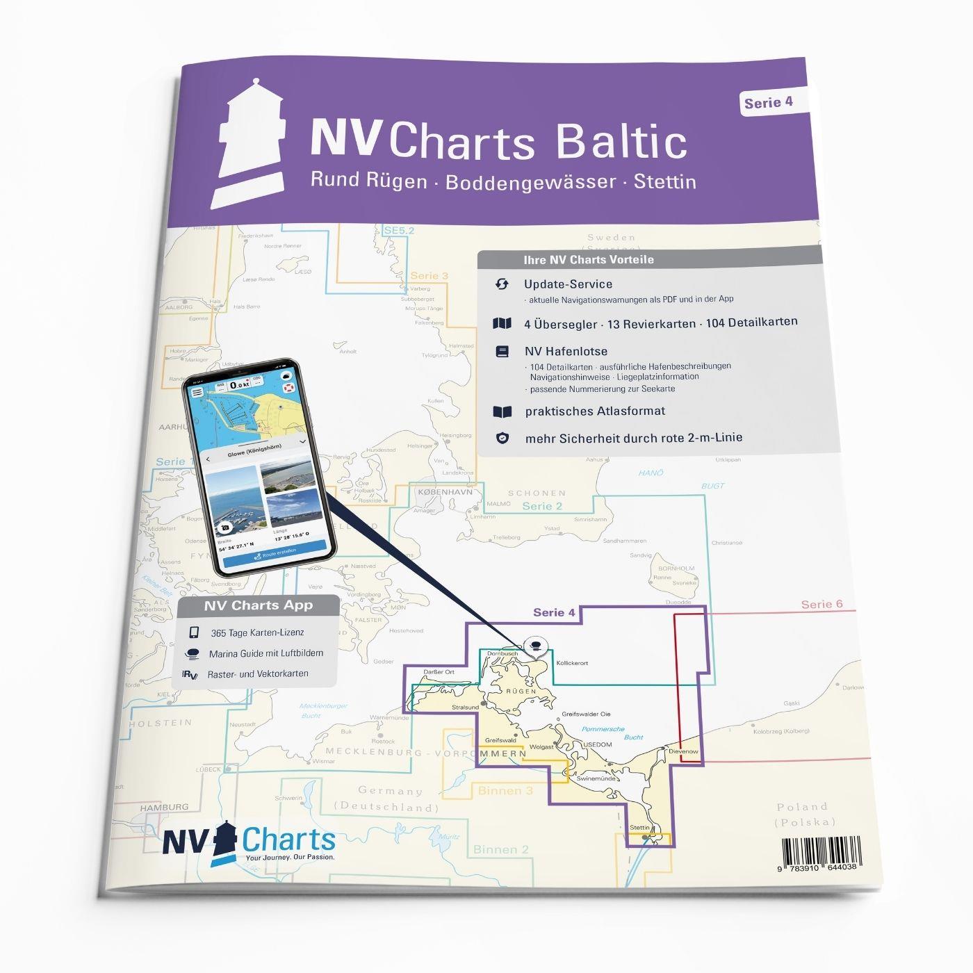 ABO - NV Charts Baltic Serie 4 Rund Rügen - Boddengewässer - Stettin