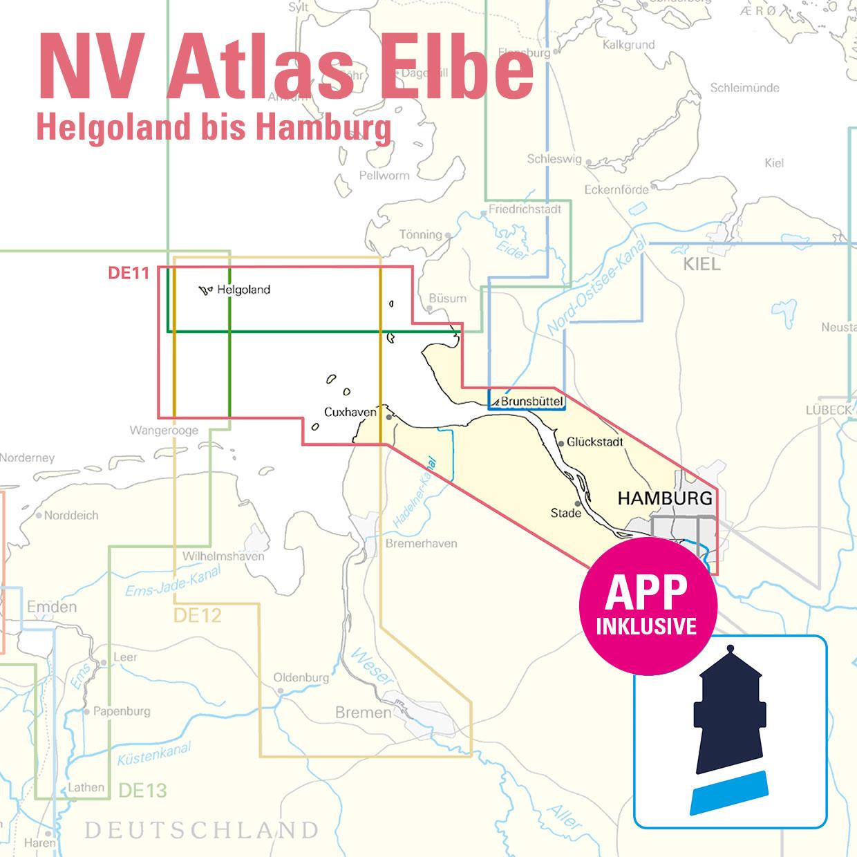 NV Charts Nordsee DE11 - Elbe, Hamburg bis Helgoland