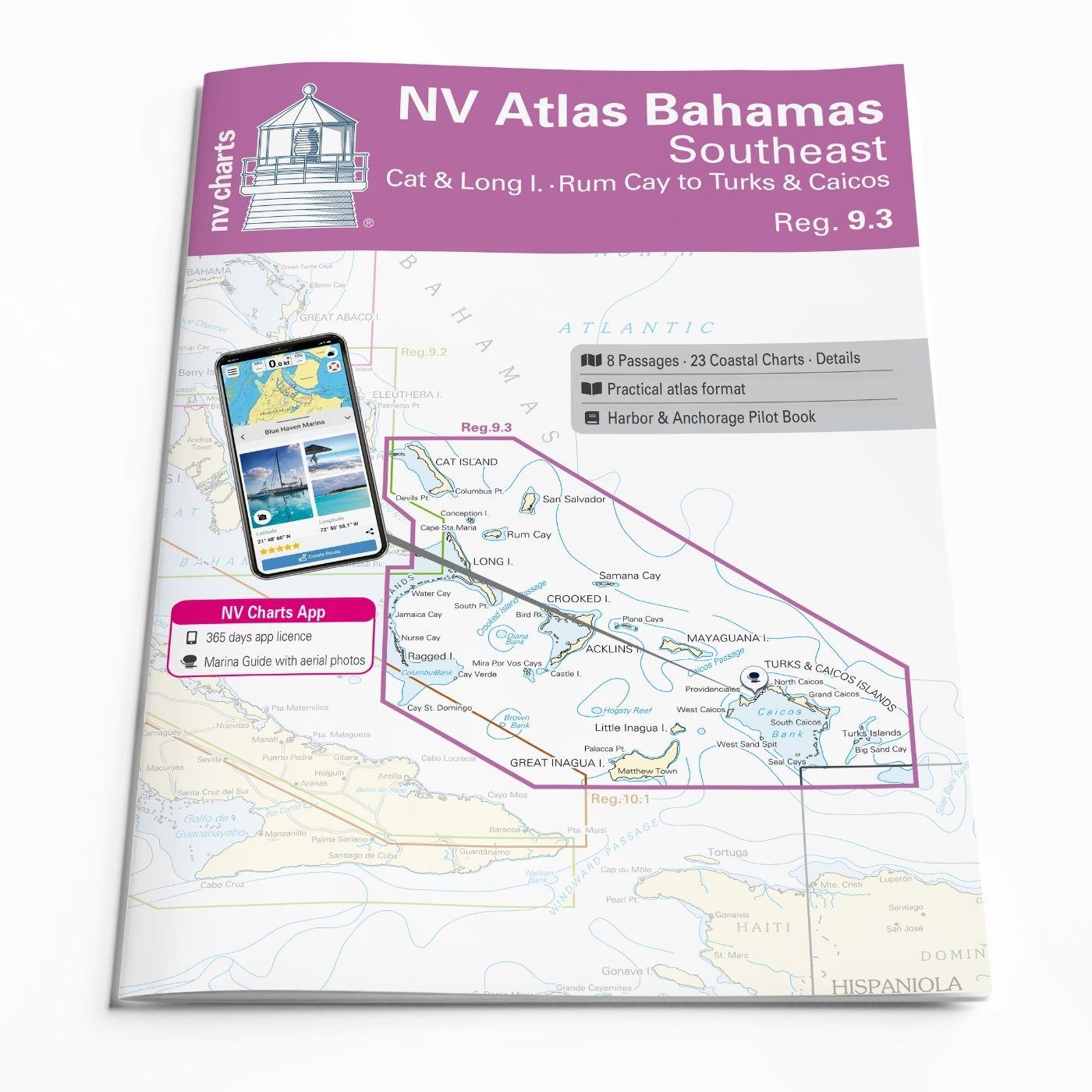 NV Charts Bahamas 9.3 - Southeast, Cat & Long Island - Rum Cay to Turks & Caicos